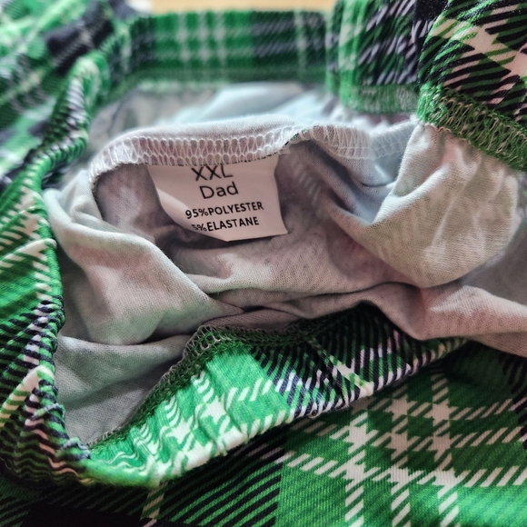 Mens green and black plaid Merry Christmas pj's - Picture 3 of 4